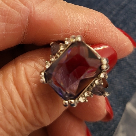 New Amethyst Purple Color Size 11 Cocktail Ring - Picture 2 of 9